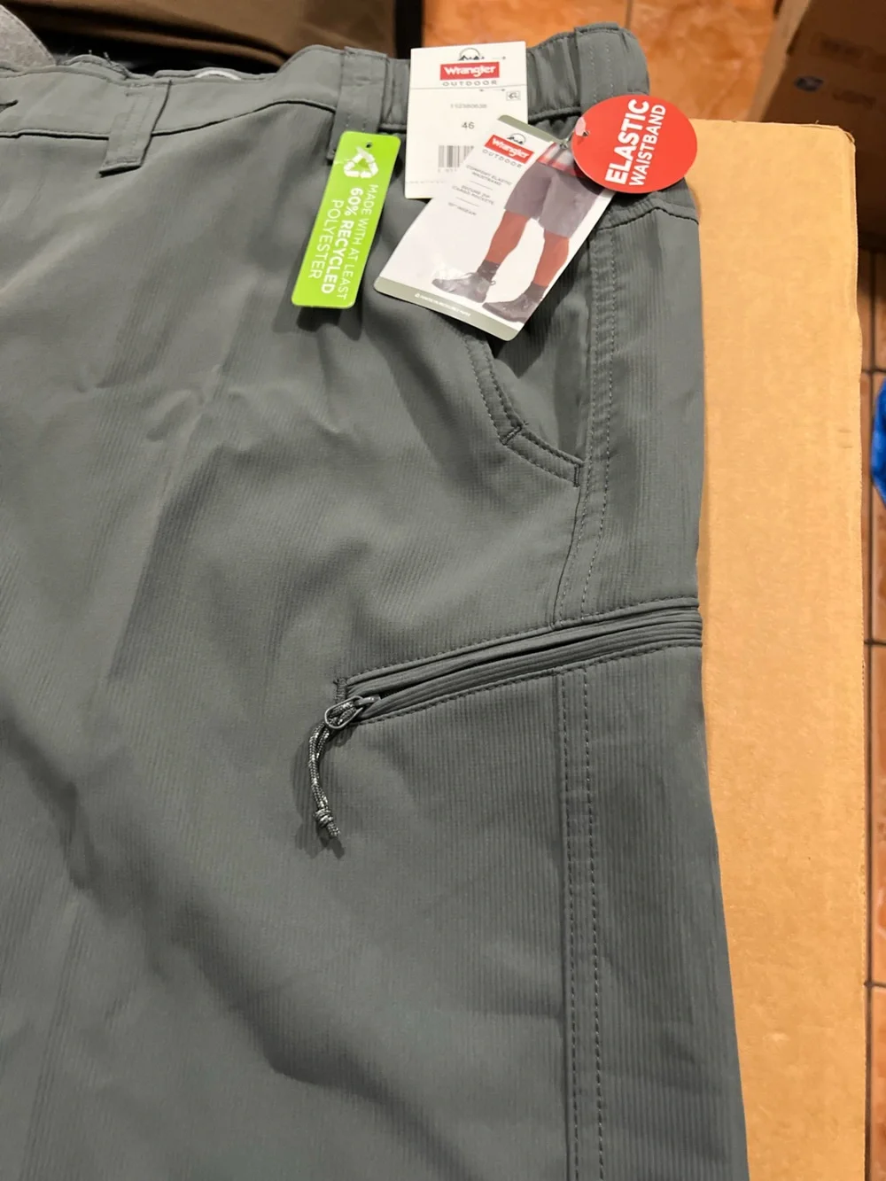 2 Wrangler Shorts Size 46. Utility Cargo Relaxed Fit. Gray and Blue. Inseam 10”
